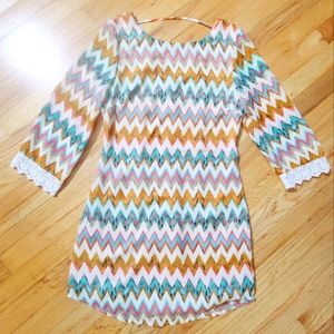 EUC Colorful Stripe Dress with Lace Detailing